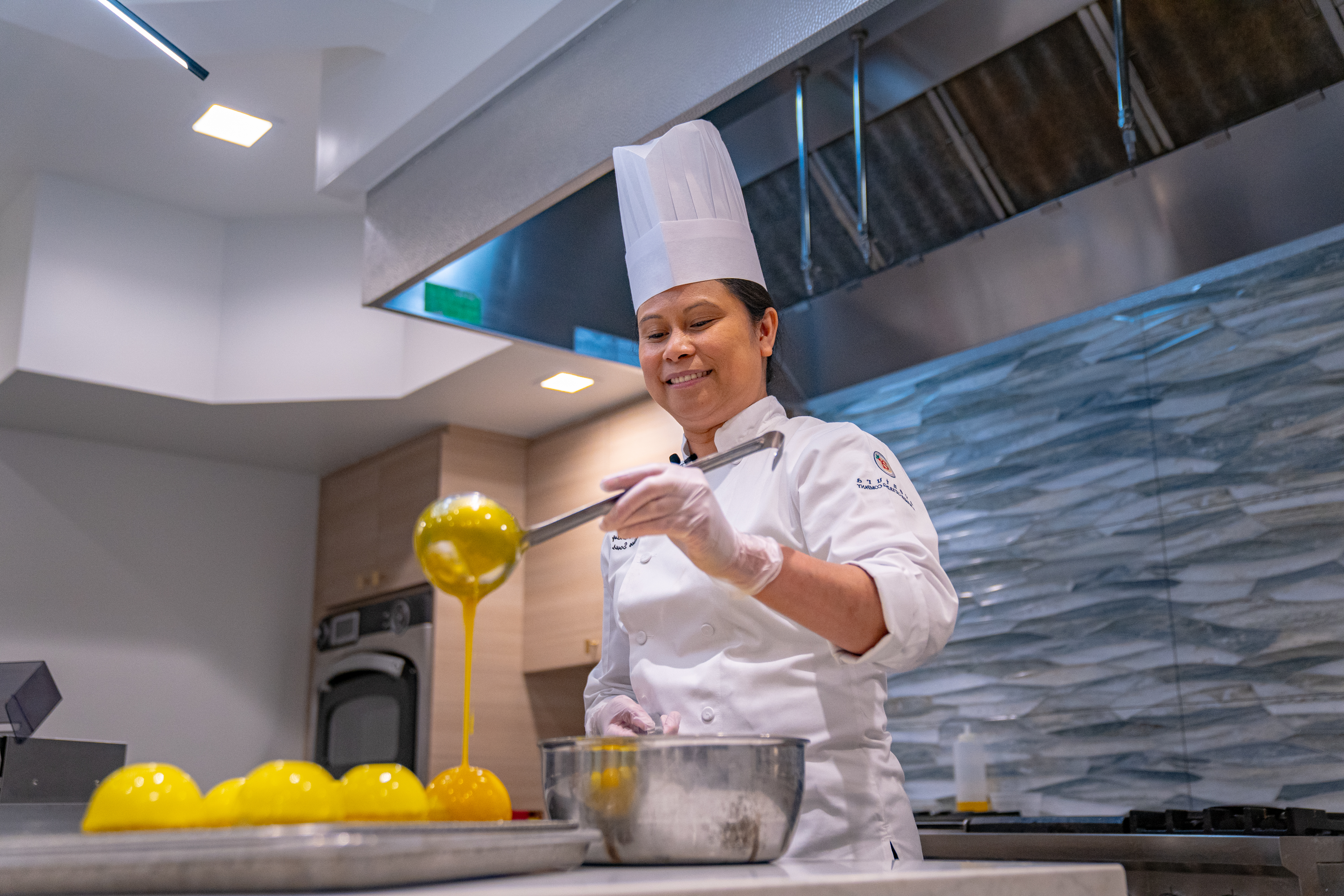 Pastry Chef Nova Hardy makes her latest creation in the kitchen