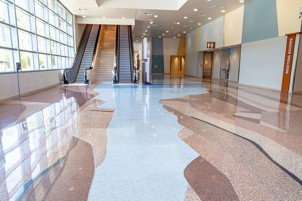 Stylized terrazzo tile inside the Phoenix Convention Center