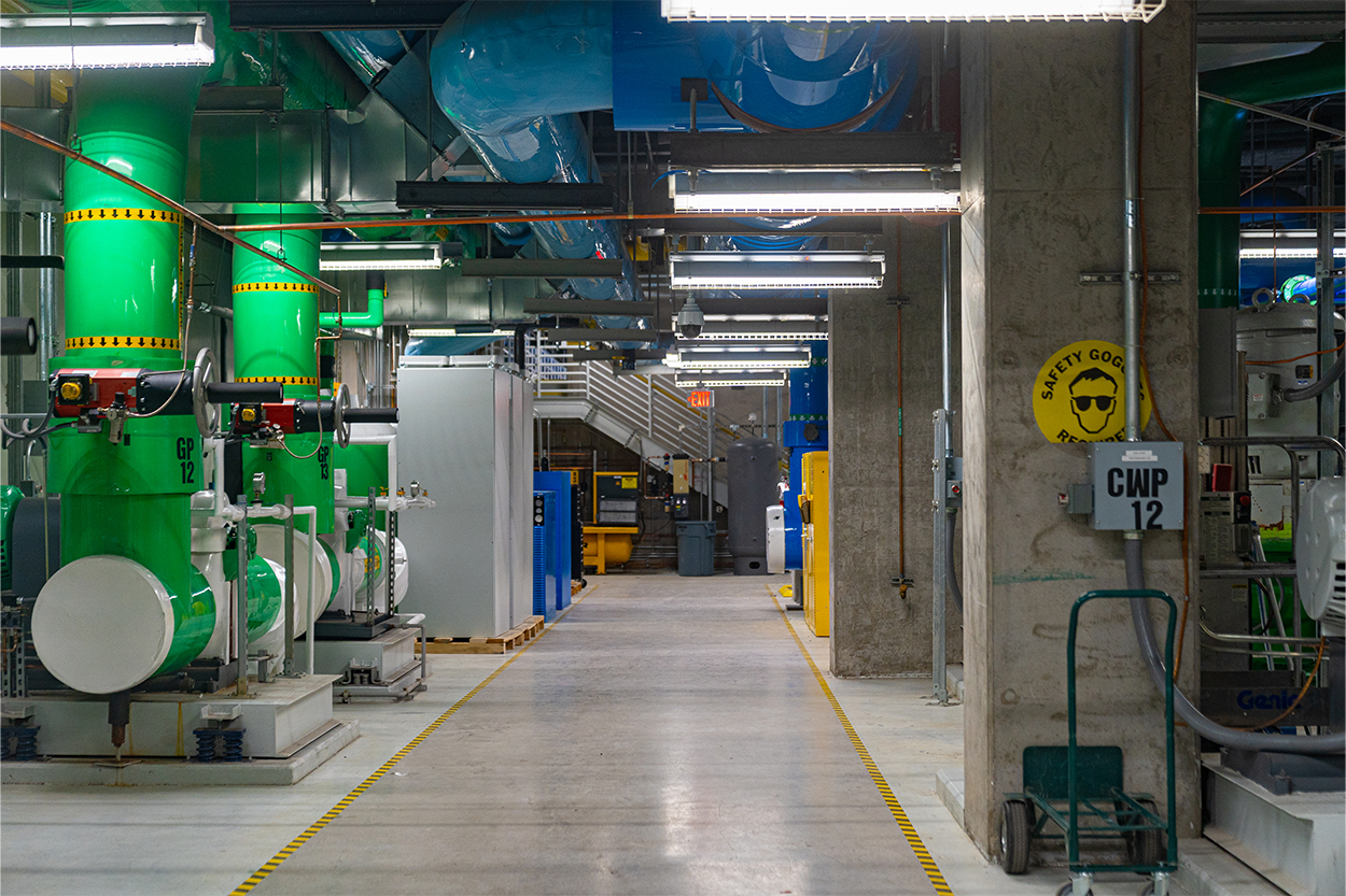 Hallway in the underground chilled water plant