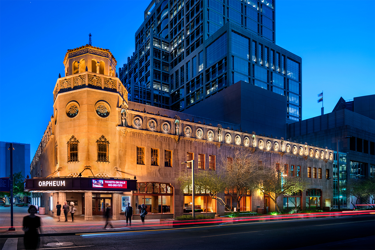 Exterior of the Orpheum Theatre at night