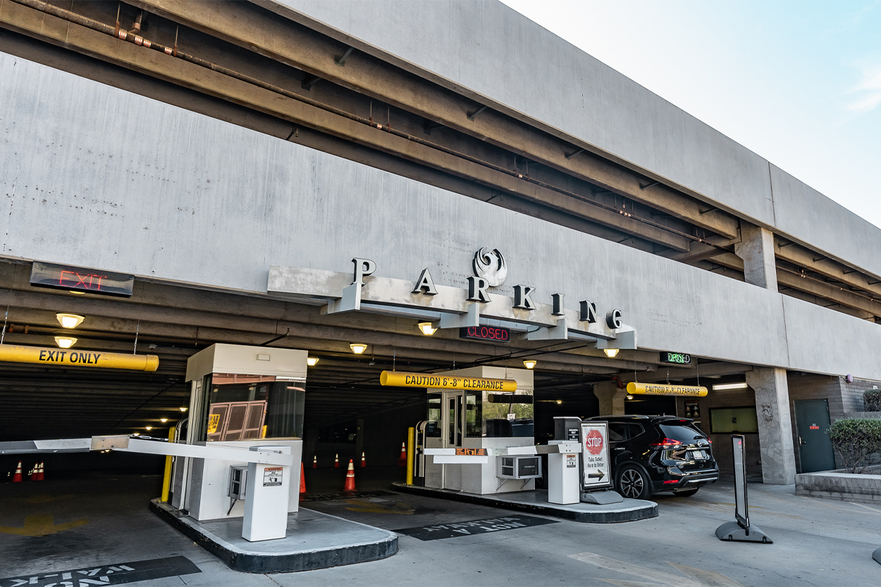 Exterior of parking garage in downtown Phoenix 